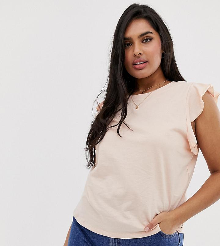 Asos Design Curve Sleeveless Top With Ruffle - Multi