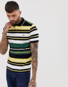 Fred Perry Bold Striped Pique Polo In Green