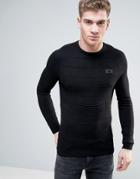 Born Rich Knitted Sweater With Raised Ribbed Stripe - Black