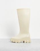 Asos Design Gracie Chunky Knee High Rubber Boots In Off-white