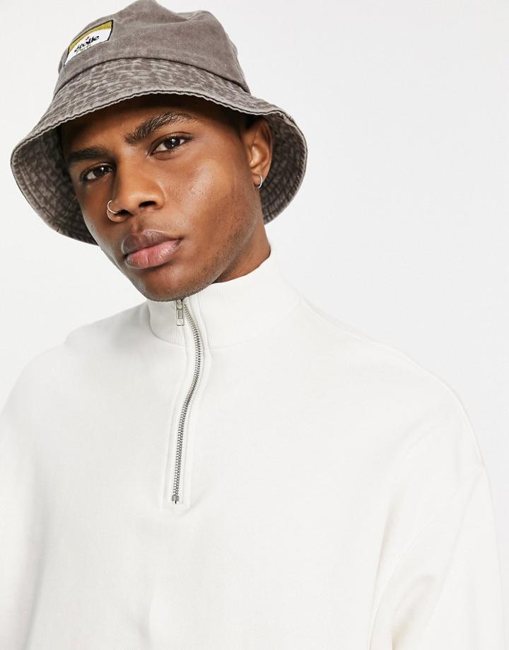 Asos Design Oversized Half Zip Sweatshirt In Off White - White