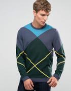 Asos Sweater With Argyle Pattern - Green