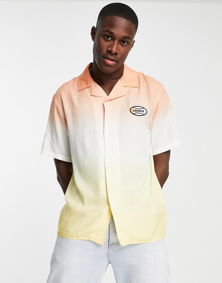 Lacoste Tiedye Shirt In Peach-orange