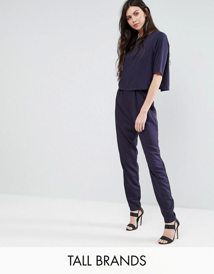 Y.a.s Tall Sandra Overlay Jumpsuit - Navy