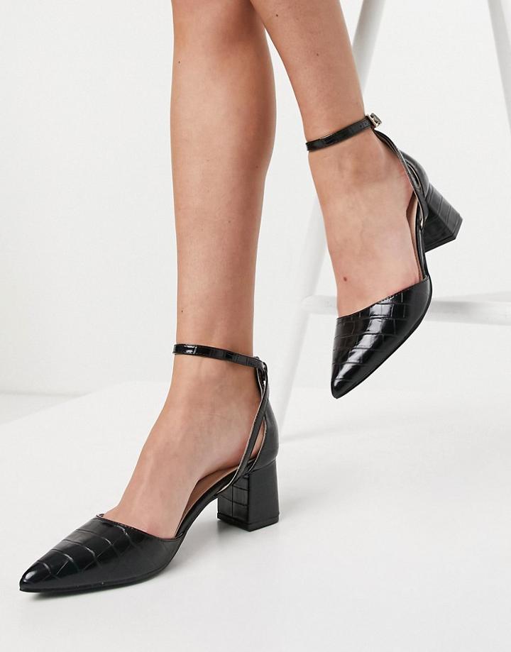 Raid Hazy Mid Heeled Shoes In Black Croc