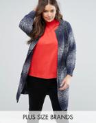 Koko Plus Longline Cardigan In Stripe - Navy