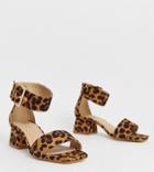 Raid Wide Fit Leopard Print Block Heeled Sandals-multi