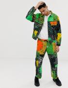 Jaded London Cargo Pants In Green And Yellow Dragon Paisley Print - Green