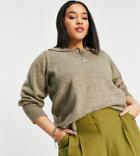 Vero Moda Curve Cuff Detail Sweater In Light Brown