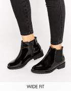 New Look Wide Fit Patent Chelsea Boot - Black