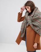 Asos Oversized Square Tweed Scarf - Brown
