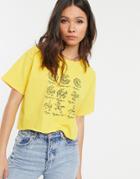 Daisy Street Relaxed Crop T-shirt With Flower Graphic-yellow