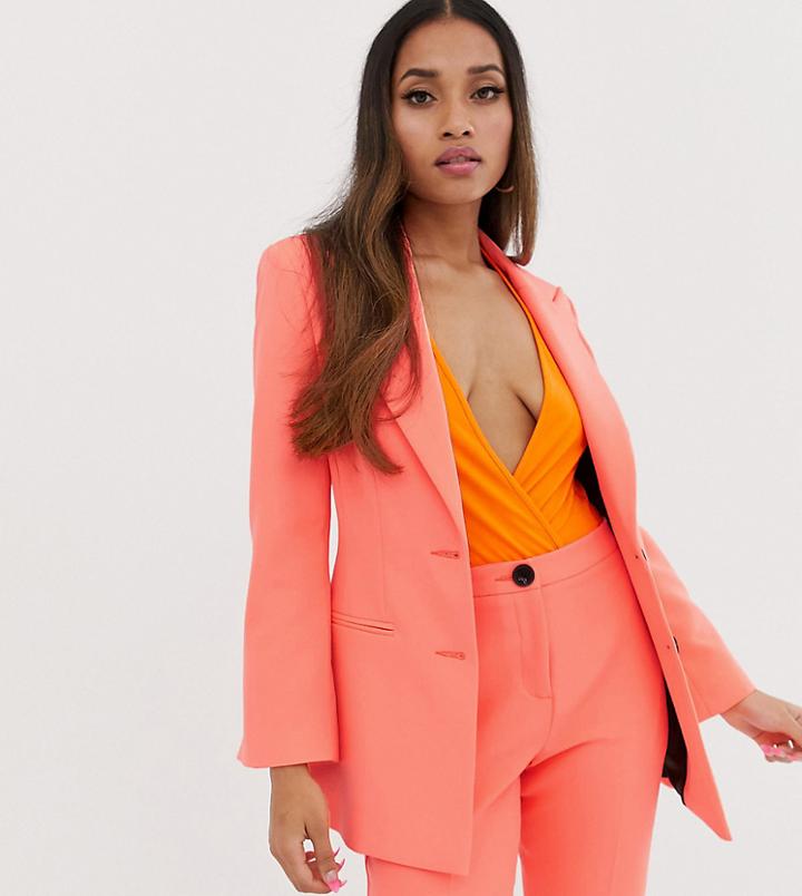 Asos Design Petite Fluro Pink Suit Blazer - Pink
