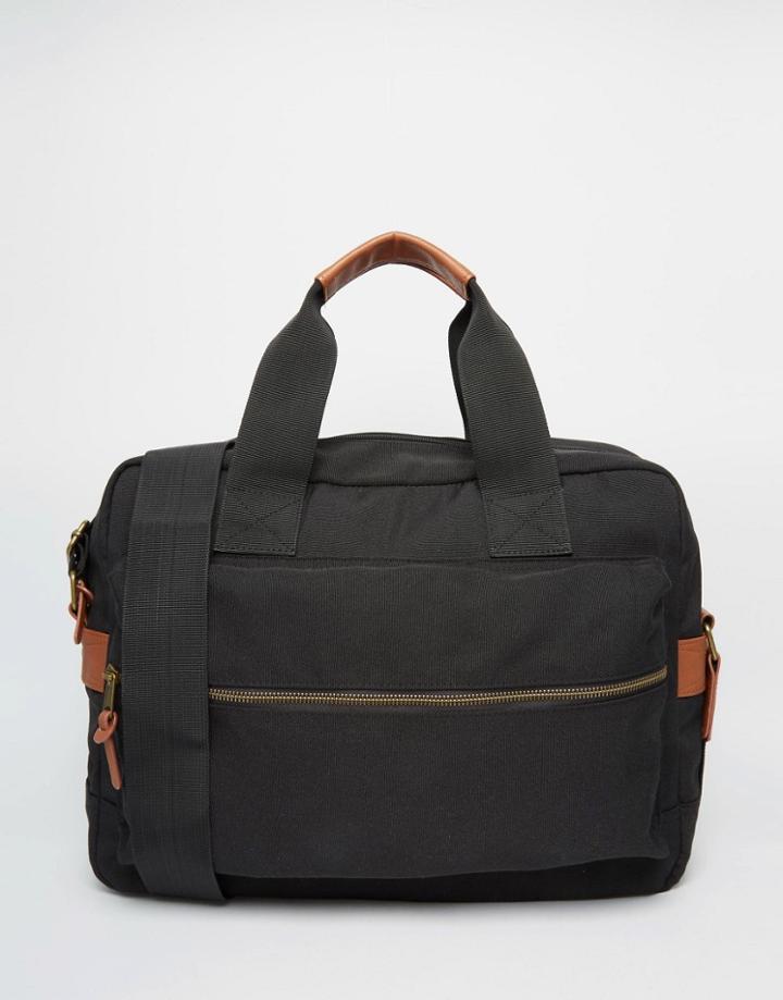 Asos Satchel In Black With Front Pocket - Black