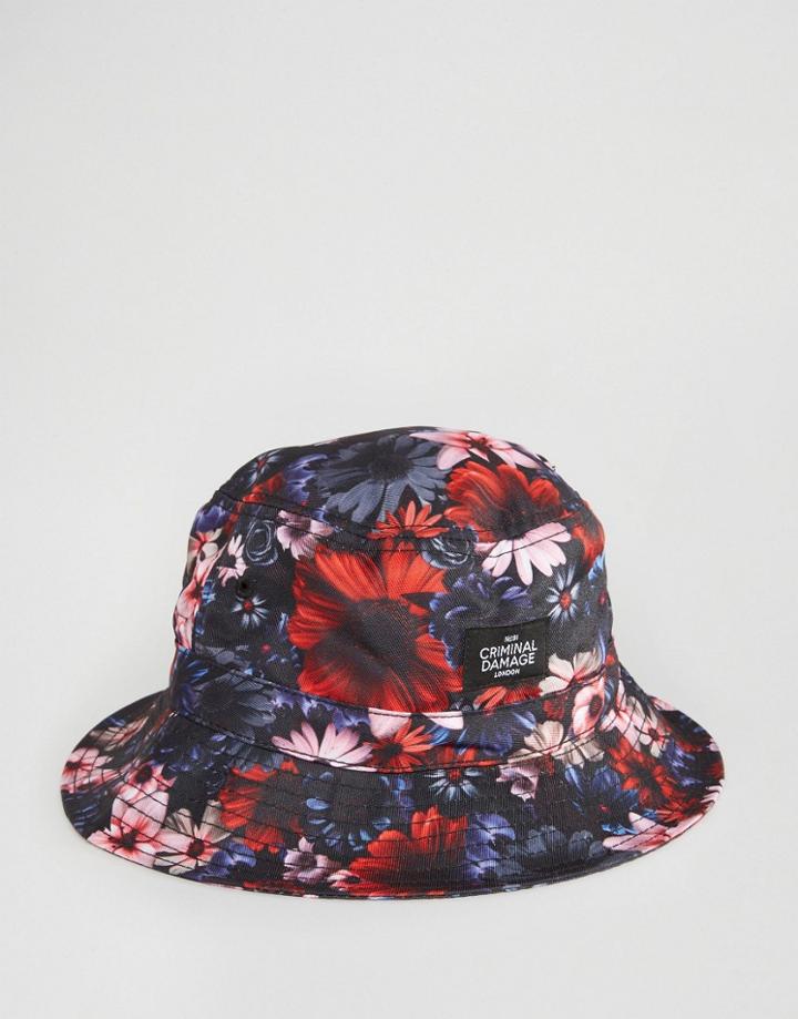 Criminal Damage Bucket Hat Friso Print - Multi