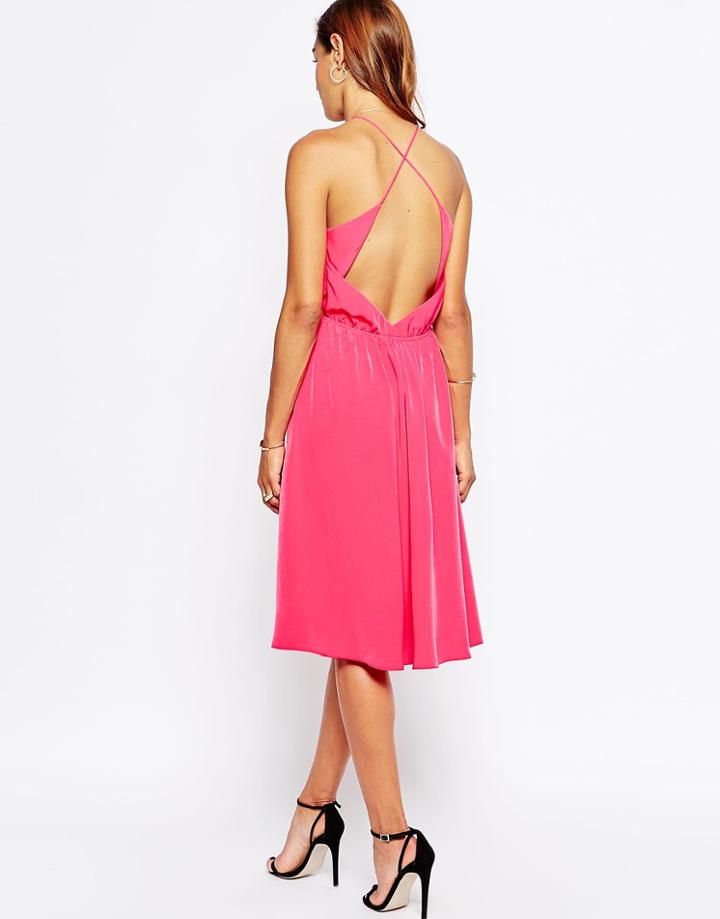 Asos Open Cross Back Midi Dress - Pink $26.00