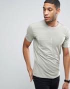 Only & Sons Longline T-shirt With Step Back Hem And Pockets In Organic Cotton - Green