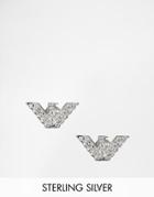 Emporio Armani Eagle Stud Earrings With Crystals - Silver