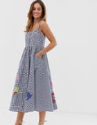 French Connection Lavande Embroidered Gingham Dress-black