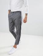 Pull & Bear Tailored Pants In Gray With Side Stripe - Gray