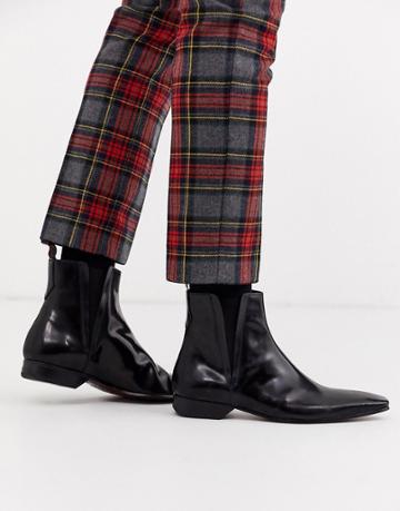 Jeffery West Escobar Chelsea Boot In Black High Shine Leather