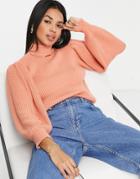 Y.a.s Volume Sleeve Roll Neck Sweater In Orange