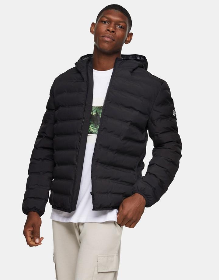 Topman Considered Liner Hooded Jacket In Black