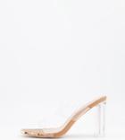Simmi London Wide Fit Heidi Double Strap Mules With Toe Plating In Clear-neutral