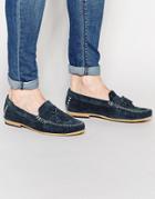 Frank Wright Suede Tassel Loafers In Navy - Blue
