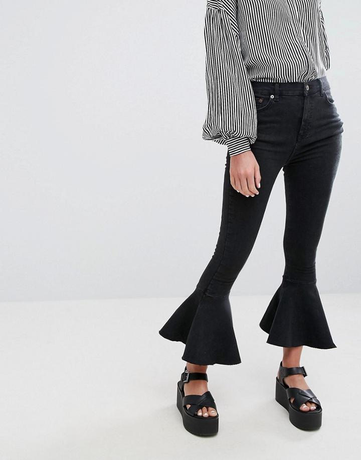Pull & Bear Frill Bottom Jean - Black