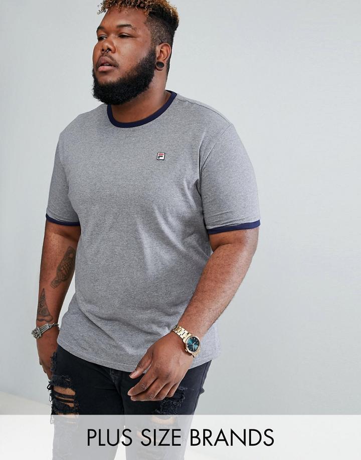 Fila Vintage Plus Ringer T-shirt With Small Logo In Gray - Gray