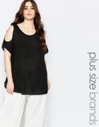 Koko Plus Blouse With Cold Shoulder - Black