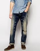 Lee Jeans By Donwan Harrell Chase Relaxed Tapered Fit Dark Tinted Distressed - Blue