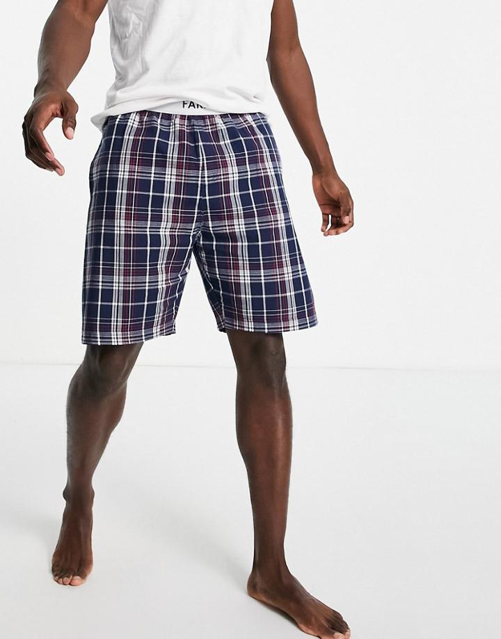 Farah Porther Check Lounge Shorts In Navy