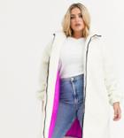 Asos Design Curve Longline Fleece Coat With Neon Trim Detail In Cream