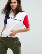 Champion T-shirt With Script Logo And Contrast Sleeves - White