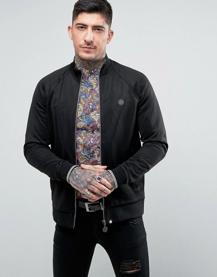 Pretty Green Milner Track Top In Black - Black