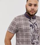 Asos Design Plus All Over Tile Print Print Polo-purple