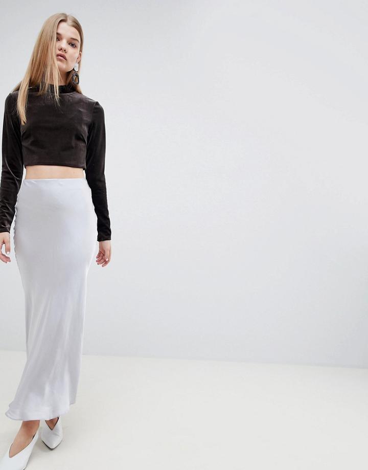 Asos White Satin Maxi Skirt - Gray