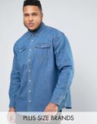 Duke Plus Western Denim Shirt In Blue - Blue