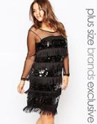 Junarose Body-conscious Dress With Sequin Panels - Black