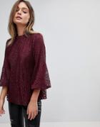 Vila Premium Lace Frill Hem Top - Brown
