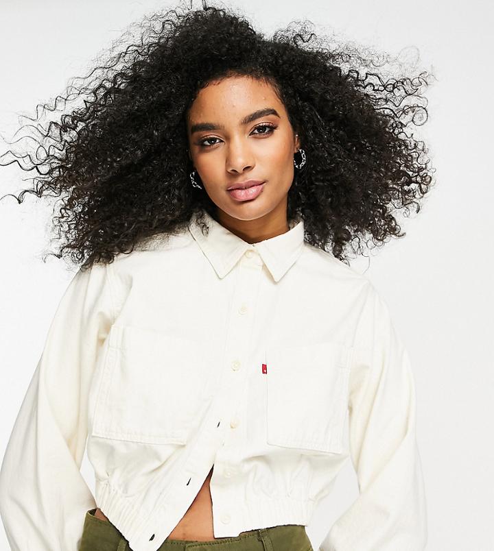 Levi's Cinched Denim Shirt In Cream-white