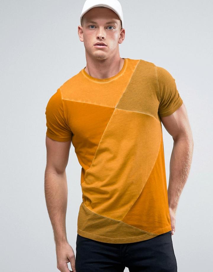 Jack & Jones Cut And Sew Longline Curved T-shirt - Tan
