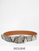 Reclaimed Vintage Leather Snake Belt - Brown Multi