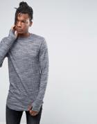 Asos Muscle Spacedye Rib Longline Long Sleeve T-shirt With Thumbholes