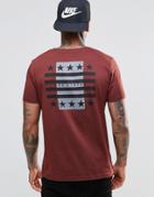 Asos T-shirt With Flag Back Print In Brown - Chestnut