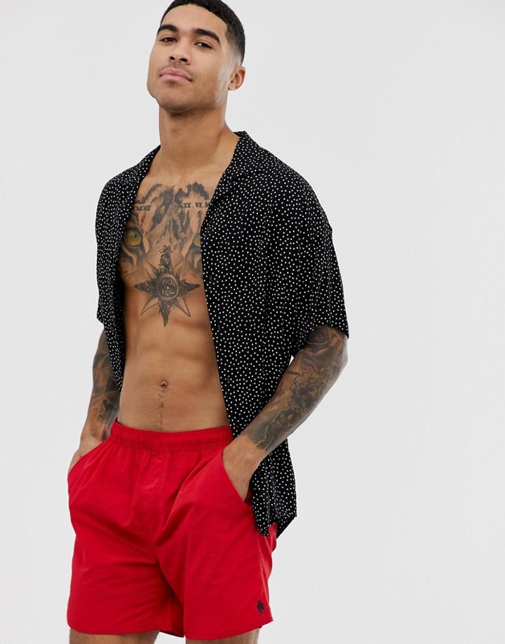 French Connection Logo Swim Shorts-red