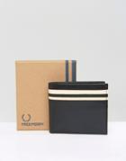 Fred Perry Leather Billfold Wallet With Coin Pocket - Black