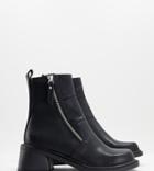 Asos Design Wide Fit Avery Trucker Boots In Black